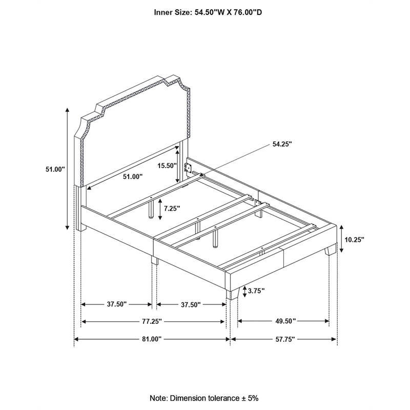 Pemberly Row Transitional Fabric Upholstered Nailhead Full Bed Beige