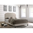 Pemberly Row Transitional Fabric Upholstered Nailhead Queen Bed Beige