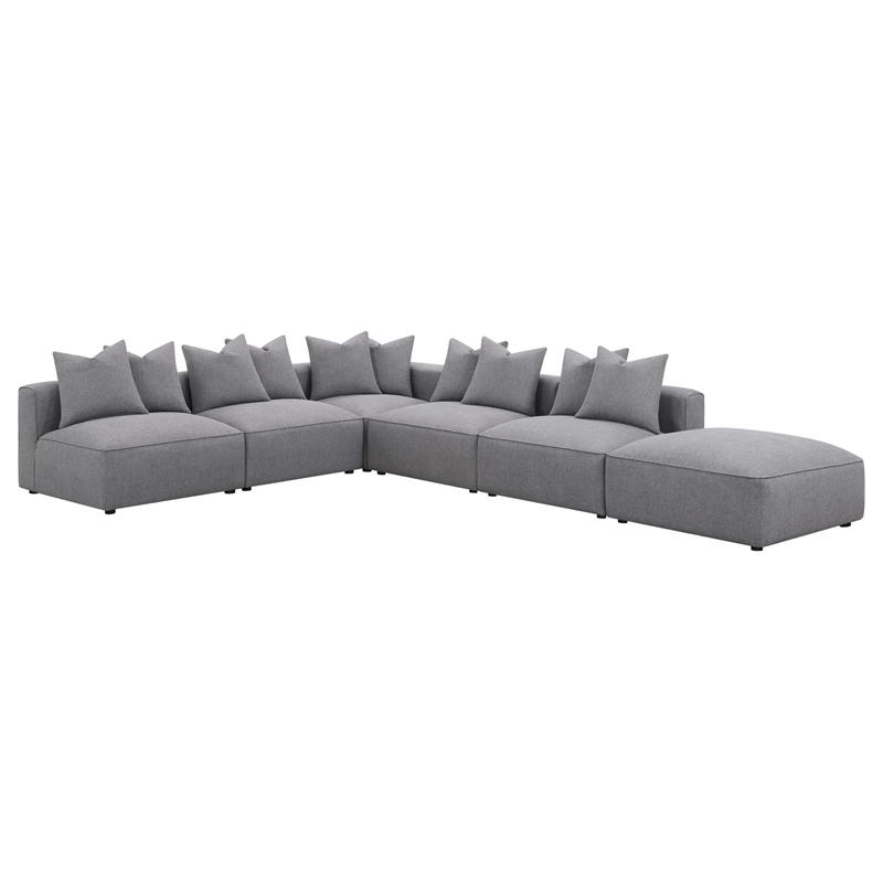 Pemberly Row Contemporary Fabric Upholstered Square Ottoman in Gray