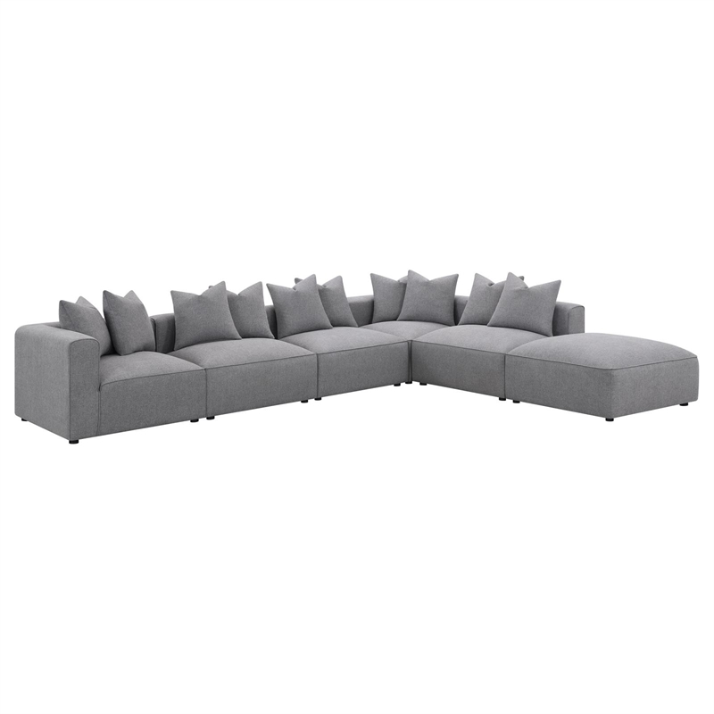 Pemberly Row Contemporary Fabric Upholstered Square Ottoman in Gray