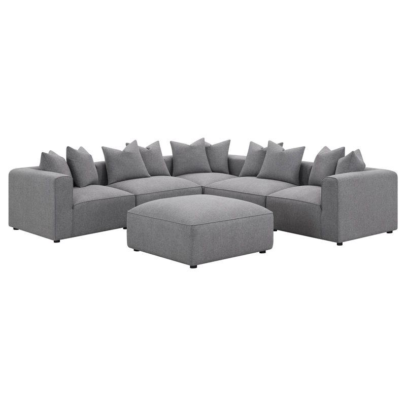 Pemberly Row Contemporary Fabric Upholstered Square Ottoman in Gray