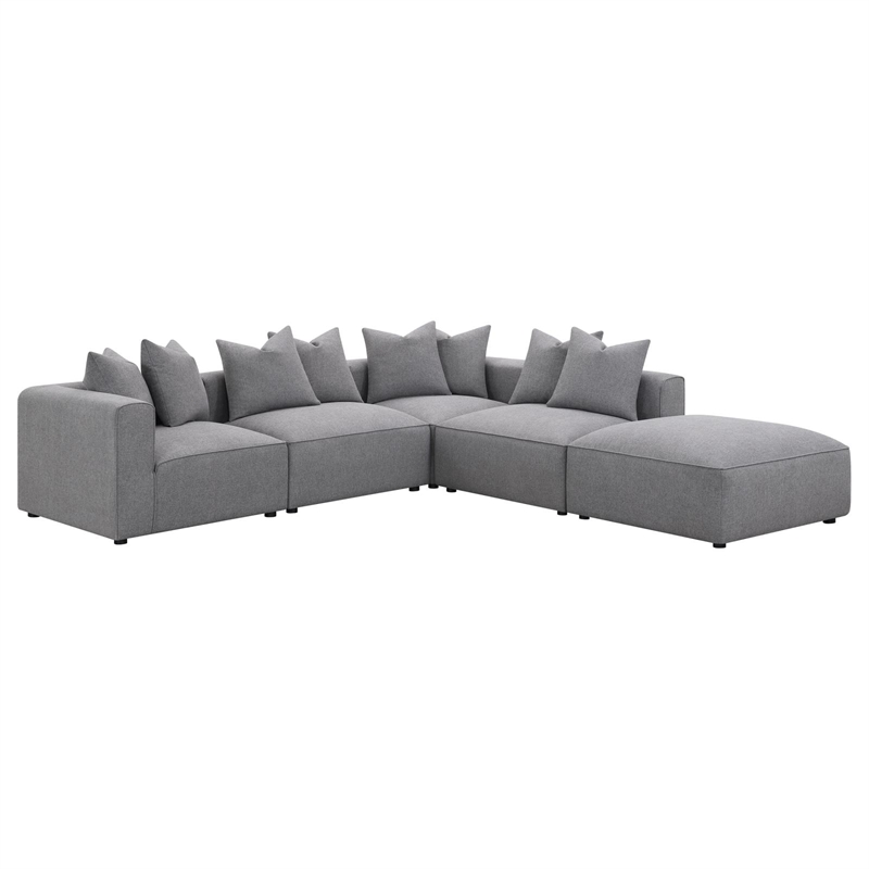 Pemberly Row Contemporary Fabric Upholstered Square Ottoman in Gray
