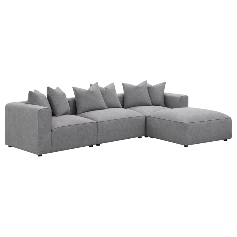 Pemberly Row Contemporary Fabric Upholstered Square Ottoman in Gray