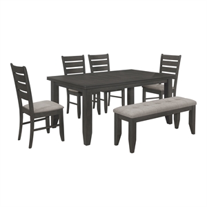 Pemberly Row 6-piece Transitional Wood Rectangular Dining Set in Gray