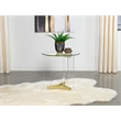 Pemberly Row Round Glass End Table with Acrylic Legs in Clear and Brass