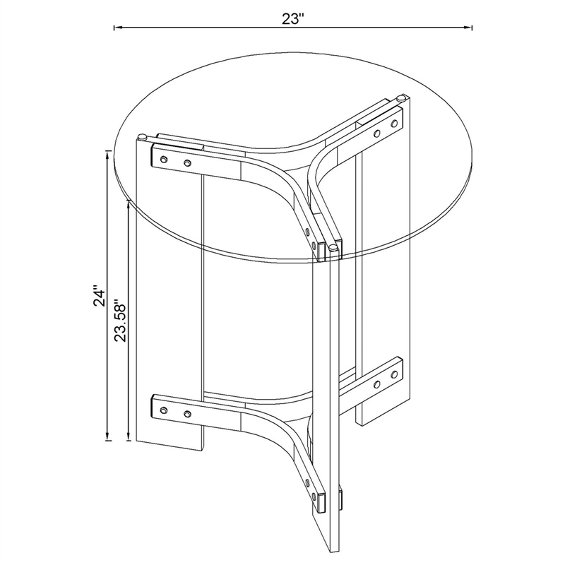 Pemberly Row Round Glass End Table with Acrylic Legs in Clear and Brass
