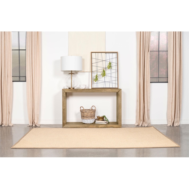 Pemberly Row Rectangular Farmhouse Solid Wood Sofa Table in Natural
