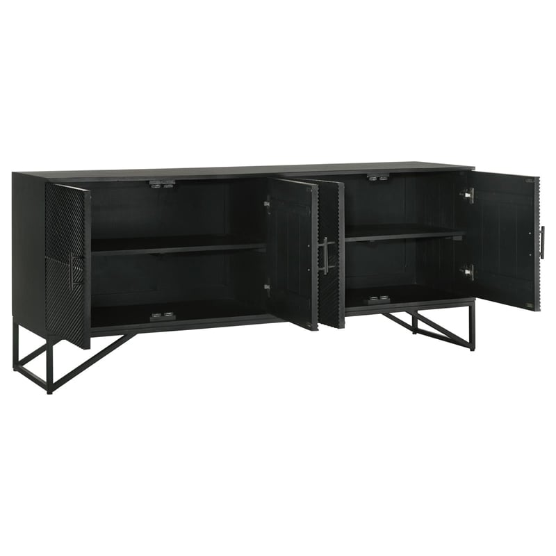 Pemberly Row 4-Door Contemporary Wood Accent Cabinet in Matte Black