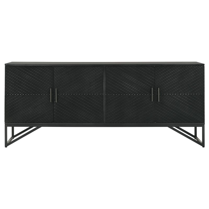 Pemberly Row 4-Door Contemporary Wood Accent Cabinet in Matte Black