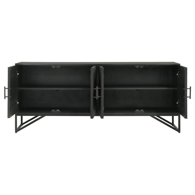Pemberly Row 4-Door Contemporary Wood Accent Cabinet in Matte Black