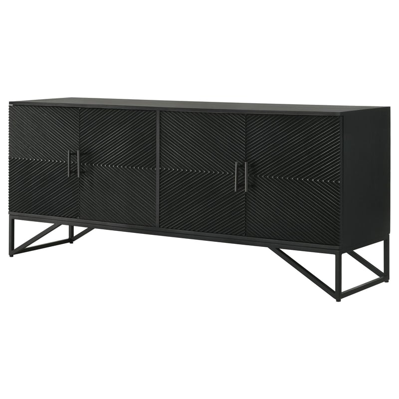 Pemberly Row 4-Door Contemporary Wood Accent Cabinet in Matte Black