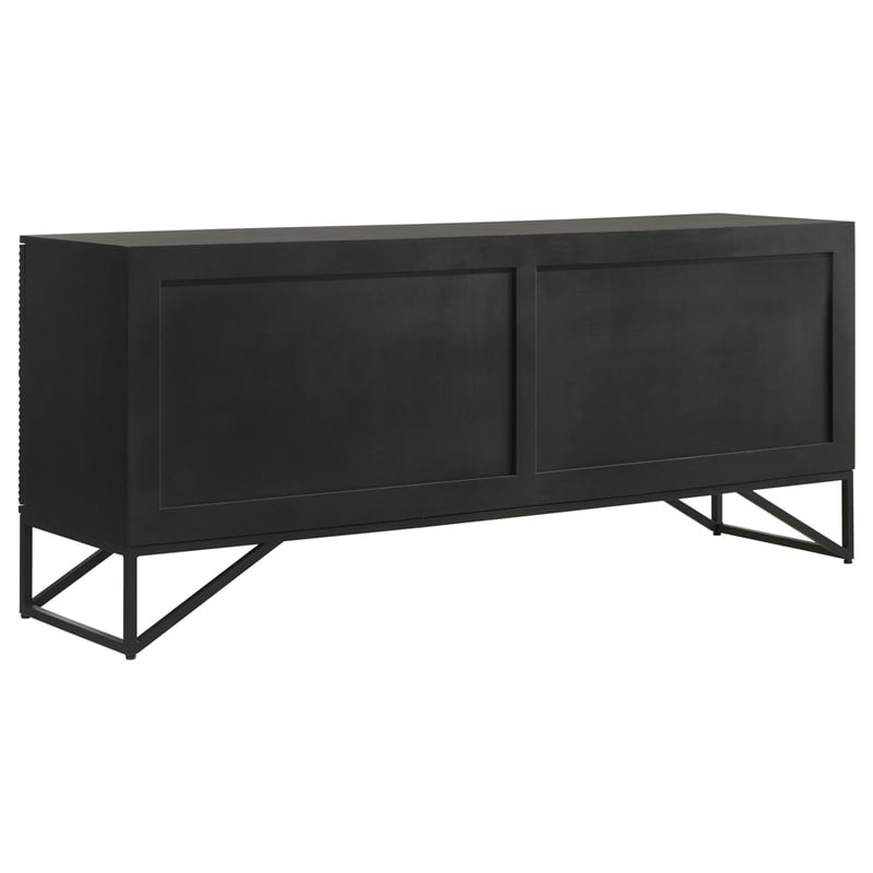 Pemberly Row 4-Door Contemporary Wood Accent Cabinet in Matte Black