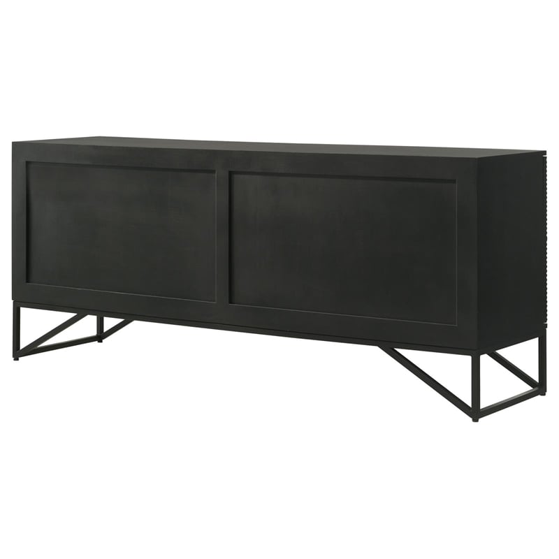Pemberly Row 4-Door Contemporary Wood Accent Cabinet in Matte Black
