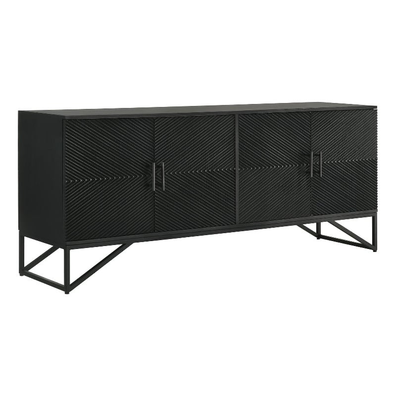 Pemberly Row 4-Door Contemporary Wood Accent Cabinet in Matte Black