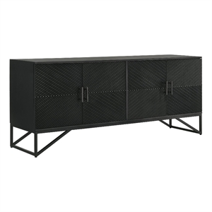 Pemberly Row 4-Door Contemporary Wood Accent Cabinet in Matte Black