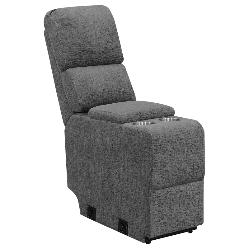 Pemberly Row Upholstered Modern Motion Loveseat Console in Charcoal