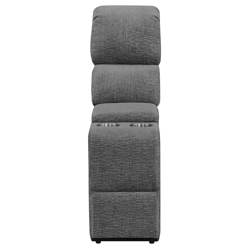Pemberly Row Upholstered Modern Motion Loveseat Console in Charcoal