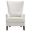 Pemberly Row Upholstered Fabric Accent Chair with Wingback in Latte
