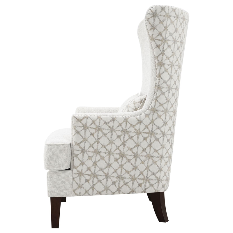 Pemberly Row Upholstered Fabric Accent Chair with Wingback in Latte