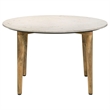 Pemberly Row Round Marble & Wood Coffee Table in White and Natural