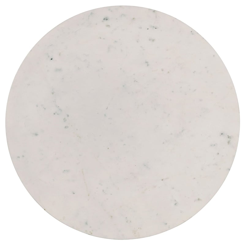 Pemberly Row Round Marble & Wood Coffee Table in White and Natural