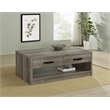 Pemberly Row 2-Drawer Rectangular Engineered Wood Coffee Table in Gray