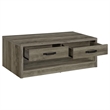Pemberly Row 2-Drawer Rectangular Engineered Wood Coffee Table in Gray