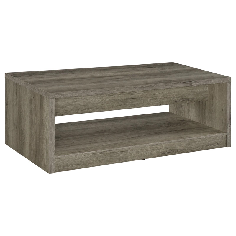Pemberly Row 2-Drawer Rectangular Engineered Wood Coffee Table in Gray