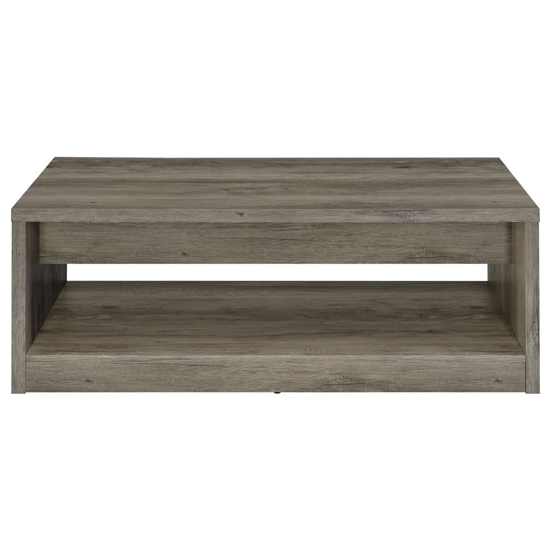Pemberly Row 2-Drawer Rectangular Engineered Wood Coffee Table in Gray