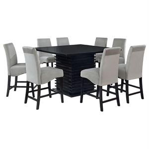 Pemberly Row 9-Piece Contemporary Wood Dining Set in Black and Gray