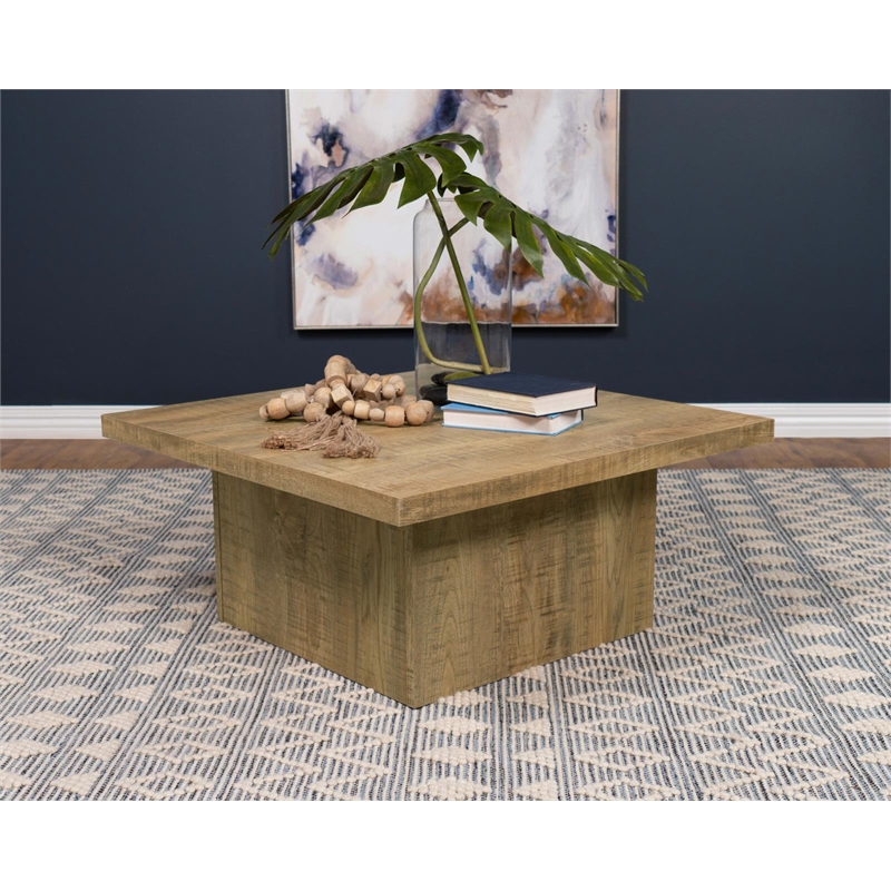 Pemberly Row Farmhouse Engineered Wood Square Coffee Table in Brown