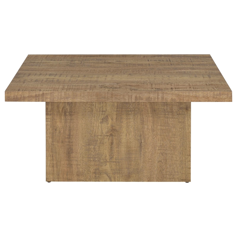 Pemberly Row Farmhouse Engineered Wood Square Coffee Table in Brown