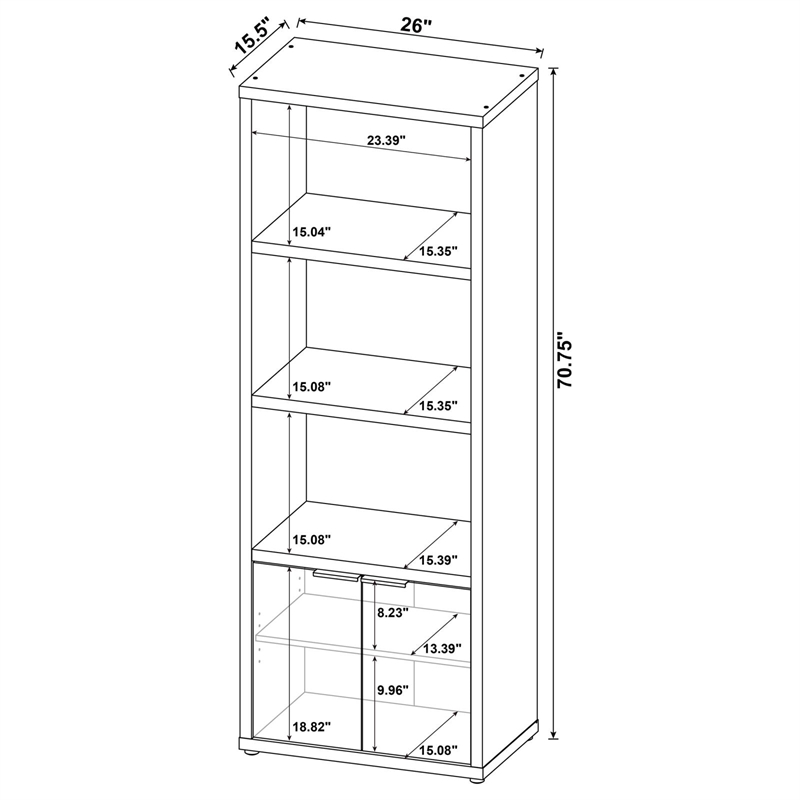Pemberly Row 3-Shelf Farmhouse Engineered Wood Media Tower in Brown