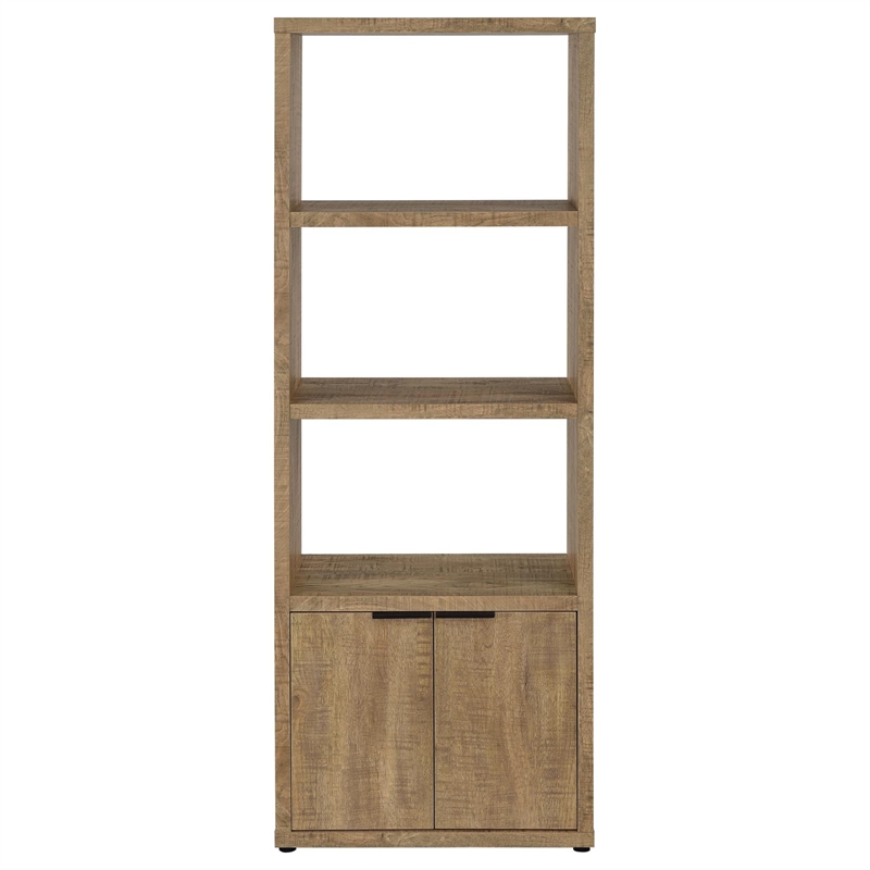 Pemberly Row 3-Shelf Farmhouse Engineered Wood Media Tower in Brown