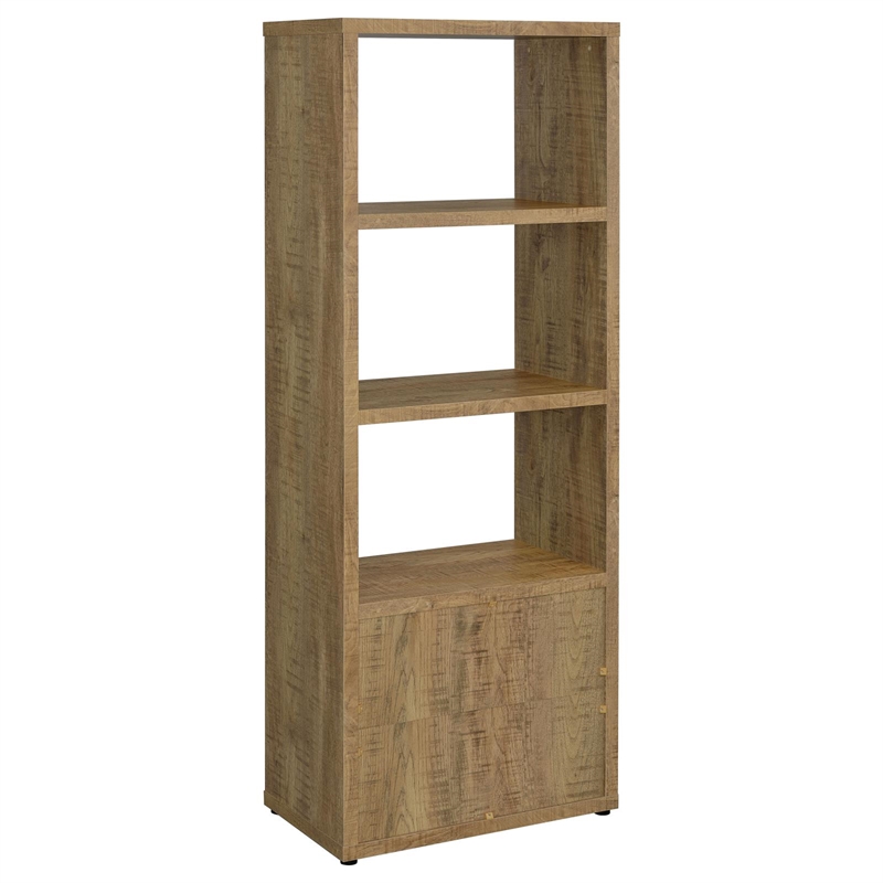 Pemberly Row 3-Shelf Farmhouse Engineered Wood Media Tower in Brown