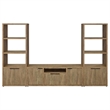 Pemberly Row 3-Shelf Farmhouse Engineered Wood Media Tower in Brown
