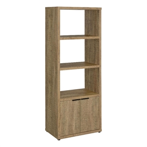 Pemberly Row 3-Shelf Farmhouse Engineered Wood Media Tower in Brown