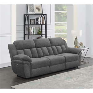 Pemberly Row Contemporary Upholstered Modern Power Sofa in Charcoal