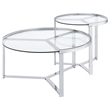 Pemberly Row 2-Piece Metal Round Glass Top Nesting Coffee Table Chrome