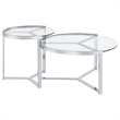 Pemberly Row 2-Piece Metal Round Glass Top Nesting Coffee Table Chrome