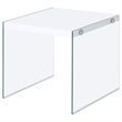 Pemberly Row Modern Square End Table With Clear Glass Legs in White