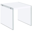 Pemberly Row Modern Square End Table With Clear Glass Legs in White