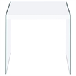 Pemberly Row Modern Square End Table With Clear Glass Legs in White