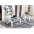 Pemberly Row Metal Rectangular Glass Top Sofa Table With Shelf White