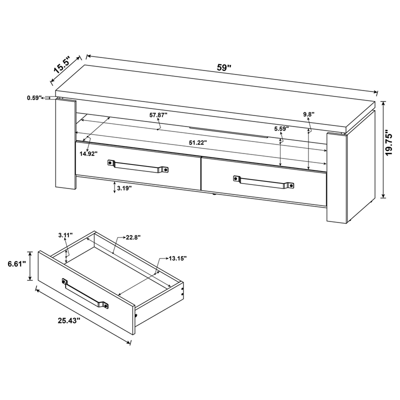Pemberly Row 2-drawer Farmhouse Engineered Wood 59