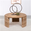 Pemberly Row Coastal Wood Round Three Legs Coffee Table in Natural