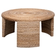 Pemberly Row Coastal Wood Round Three Legs Coffee Table in Natural
