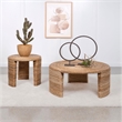 Pemberly Row Coastal Wood Round Three Legs Coffee Table in Natural