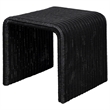 Pemberly Row Coastal Woven Rattan U-Shaped Square End Table in Black