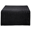 Pemberly Row Coastal Woven Rattan Square U-Shaped Coffee Table in Black
